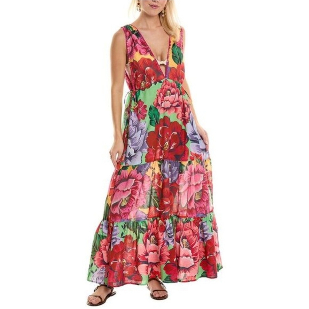 FARM Rio Floral Maxi Dress in Red, Pink, Green, Purple